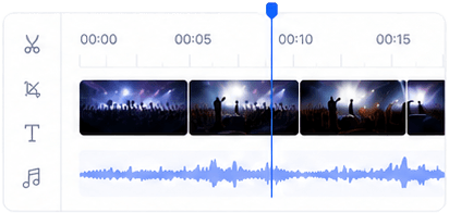 Lightclip online video editor with a multi-track media timeline