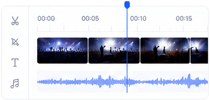 Lightclip online video editor with a multi-track media timeline